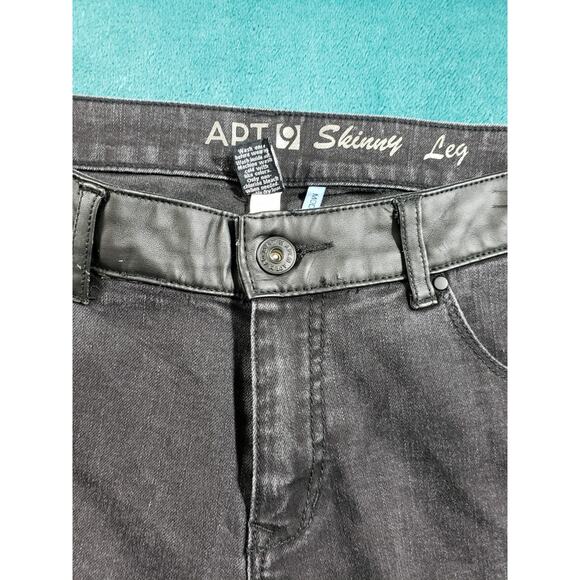 Apt 9 Jeans Size 10 Womens Black Pants Stretch Side Panel Ladies Mid Rise Skinny - Picture 5 of 11